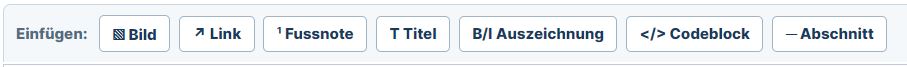 Auszeichnungsmöglichkeiten beim Erfassen eines Blogtextes